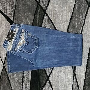 MISS ME Bling Sequins Signature Boot Denim Jean